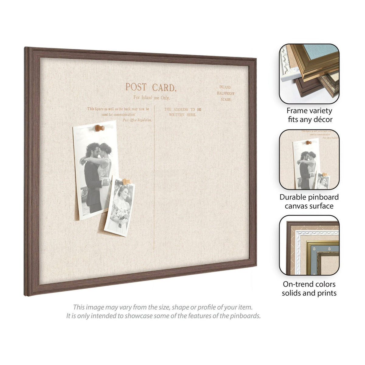 Framed Fabric Pinboard Linen Vintage Post Card Wall Organization