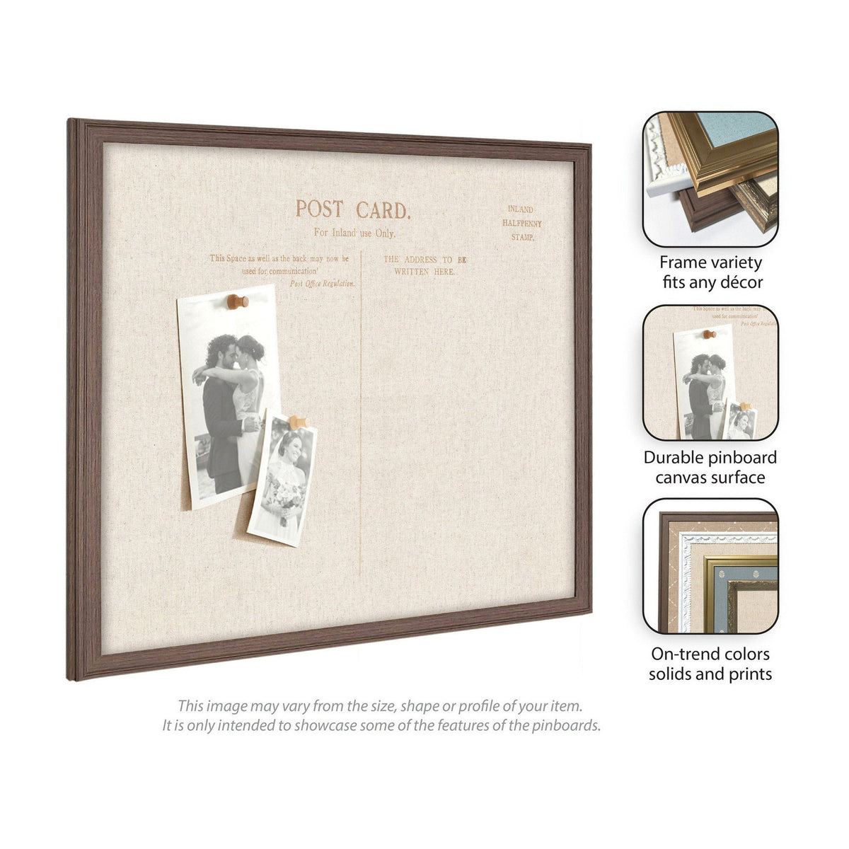 Framed Fabric Pinboard Linen Vintage Post Card Wall Organization