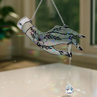 Witchy Hand Stained Glass Effect - Hologram Window Hanging With Charm - Gift Idea For Witch Lover