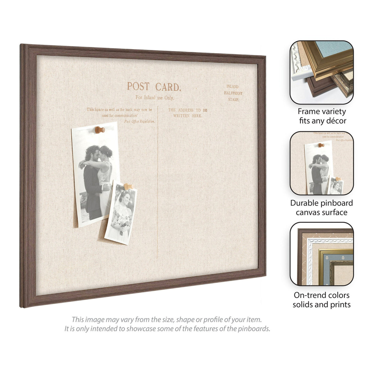 Framed Fabric Pinboard Linen Vintage Post Card Wall Organization