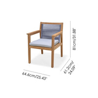 Agate Teak and Rope Armchair Blue