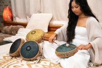 10" Medium Octave Steel Tongue Drum, F# Minor, 8 Notes, 432 Hz, Dark Green
