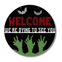 Unfinished Wood Zombie Welcome Door Sign Kit | Wood Craft Cutouts | 1/4" Thick |